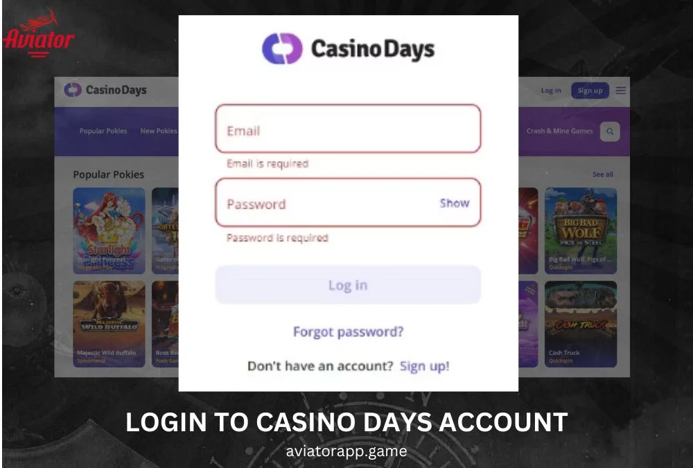 log in to casino days account